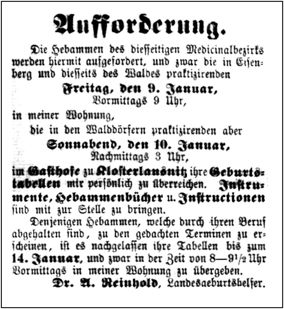 1885-01-05 Kl Hebammen